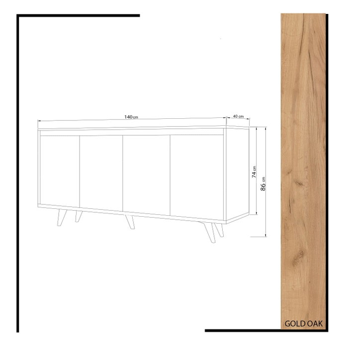 Hanah Home Consola Roble y Blanco 140x86x40 cm Tablero Partículas Melamina Moderna Funcional